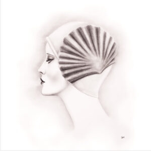 Lady-in-a-Clam-Cloche-hat-art-print