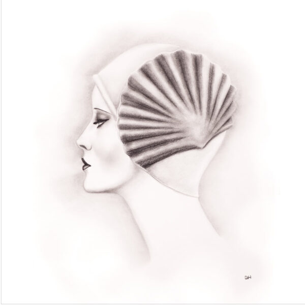 Lady-in-a-Clam-Cloche-hat-art-print